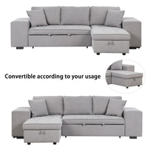 Load image into Gallery viewer, Modern L-Shape 3 Seat Reversible Sectional Couch, Pull Out Sleeper Sofa With Storage Chaise And 2 Stools For Living Room Furniture Set

