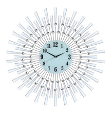 Load image into Gallery viewer, Silent Analog Sunburst Wall Clock - Silver / White

