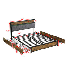 Load image into Gallery viewer, Contemporary Bed Frame With Storage Headboard, Charging Station, LED Lights
