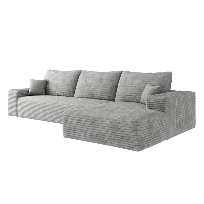 Corduroy Modular L Shaped Sofa And Chaise Sectional (762647) - Gray
