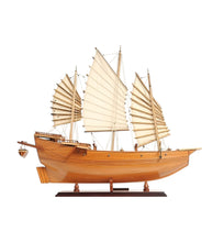 Load image into Gallery viewer, Hand Painted Model Boat Tabletop Sculpture (401202) - Brown
