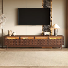 Load image into Gallery viewer, TV Stand With LED Lights And Glass Drawers For Living Room - Walnut

