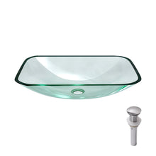 Load image into Gallery viewer, Clear Vessel Sink Rectangle Above Counter Bathroom Basin With Pop Up Drain, No Faucet - Clear
