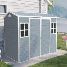 Load image into Gallery viewer, Resin Outdoor Storage Shed With Two - Window And Double - Door, Plastic Shed With Floor For Gargen, Patio, Yard, Lawn
