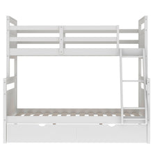 Load image into Gallery viewer, Twin over Full Bunk Bed with Ladder, Two Storage Drawers, Safety Guardrail, White
