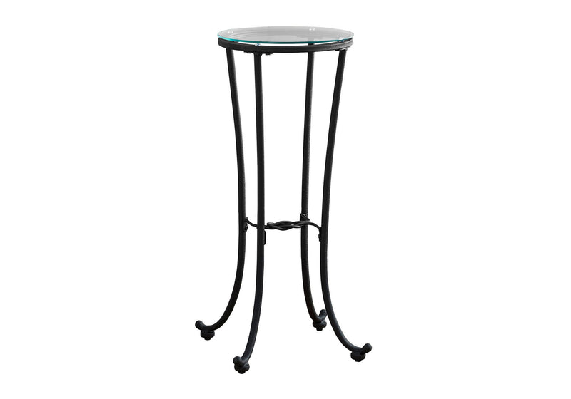29" Glass Round End Table - Black And Clear