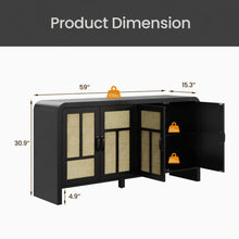 Load image into Gallery viewer, Sideboard Buffet Cabinet With 4 Doors &amp; Adjustable Shelves - Black
