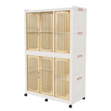 Load image into Gallery viewer, Portable Wardrobe Closet Storage Organizer For Clothes, 6 Magnetic Doors With 6 Cubes &amp; 2 Hanging Rods, 6 Hangers - Cream White
