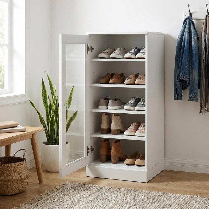 Ten Pair Solid Woodshoe Storage Cabinet (752245) - White