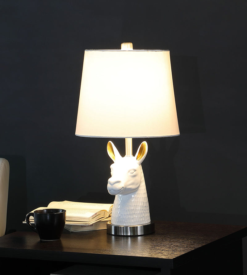 21" Bedside Table Lamp With White Empire Shade - Silver