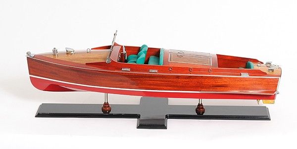 c1938 Chris Craft Runabout Painted Large Hand Painted Boat - Brown