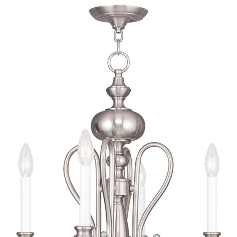 22" Four Light Dimmable Chandelier With Shades - Nickel