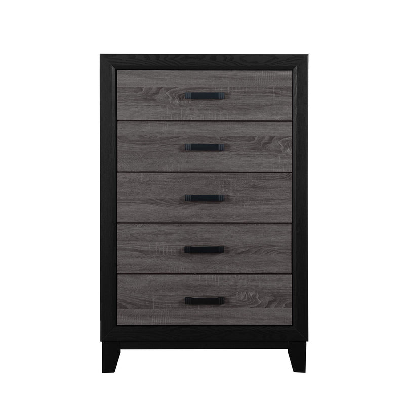 Wood Five Drawer Dresser - Gray / Black