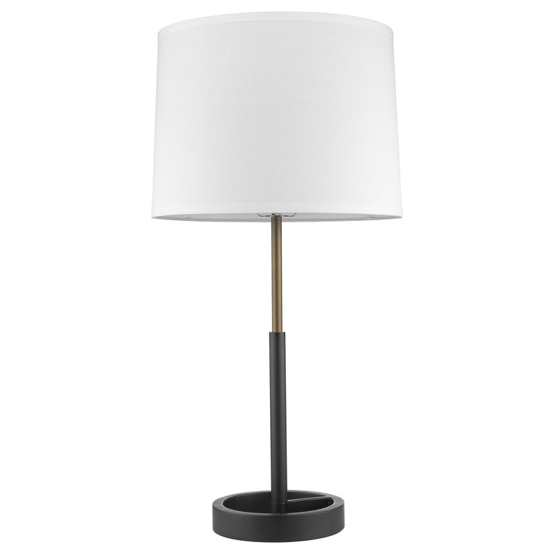 Metal Table Lamp With White Empire Shade - Black And Gold