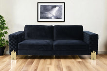 Load image into Gallery viewer, Velvet Sofa With Gold Legs - Black

