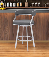 Load image into Gallery viewer, 38" Faux Leather Swivel Low Back Counter Height Bar Chair - Gray / Silver
