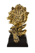 Load image into Gallery viewer, Lion Hand Painted Tabletop Sculpture - Antiqued Gold
