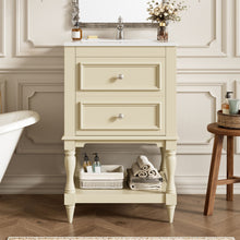 Load image into Gallery viewer, Retro Design Bathroom Vanity With Sink, 2 Drawer Storage Cabinet
