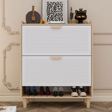 Load image into Gallery viewer, Shoe Storage Cabinet With 2 Flip Drawers, Compact Entryway Organizer - Natural / White
