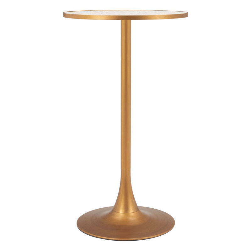 Faux Terrazzo Rounded Bar Table - Beige / Gold