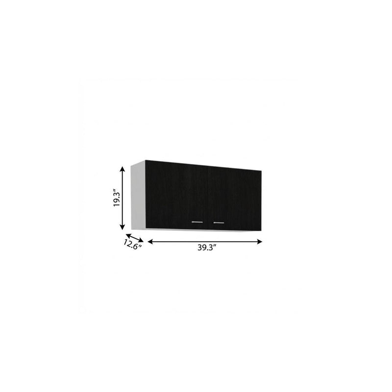 Wood Wall Mounted Accent Cabinet With Two Doors - Black / White