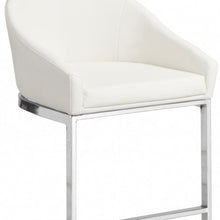 Load image into Gallery viewer, Faux Leather And Steel Low Back Bar Height Bar Chair - White And Silver
