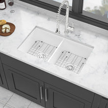 Load image into Gallery viewer, Elegant Dual Mount 32" Undermount Double Bowl Ceramic Kitchen Sink - White
