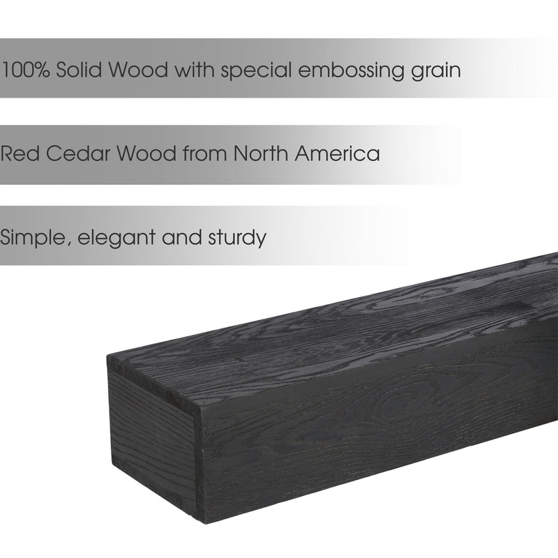 48'' Embossed Fireplace Mante, Wall Mounted Floating Shelf - Black