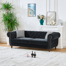 Load image into Gallery viewer, Chesterfield Upholstery Fabric Sofa With Roll Armrest &amp; Nailhead
