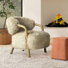 Load image into Gallery viewer, Becker - Rustic Oak Sheepskin Upholstered Accent Arm Chair - Taupe Beige
