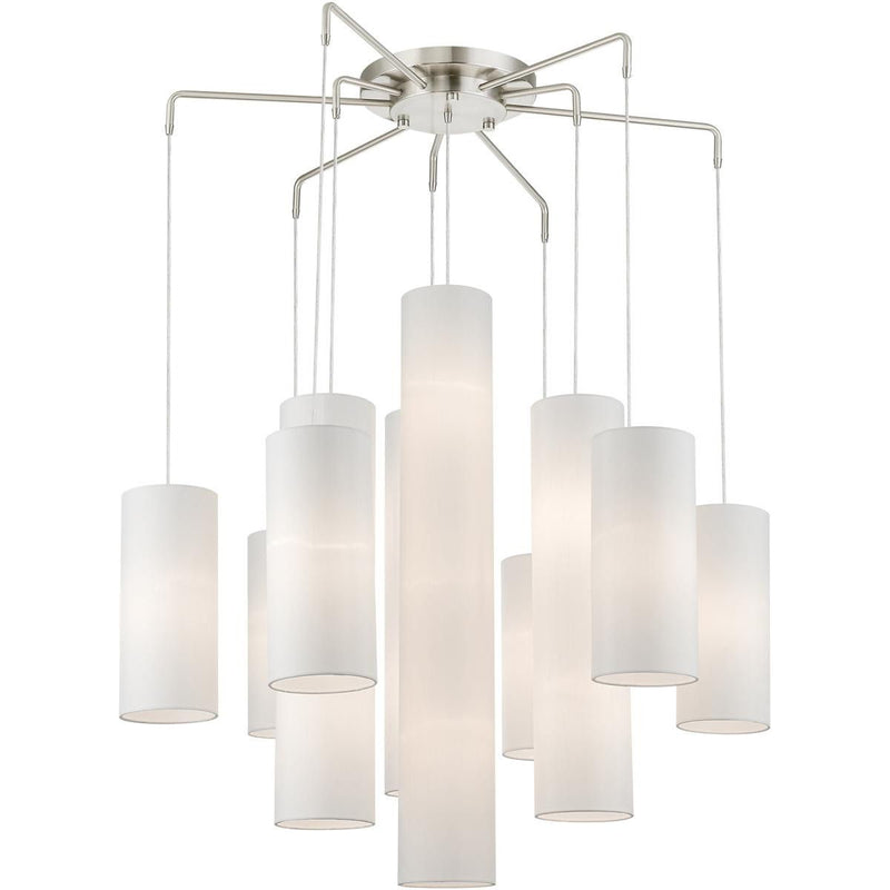 43'' Multi Light Dimmable Chandelier With Shades - Nickel