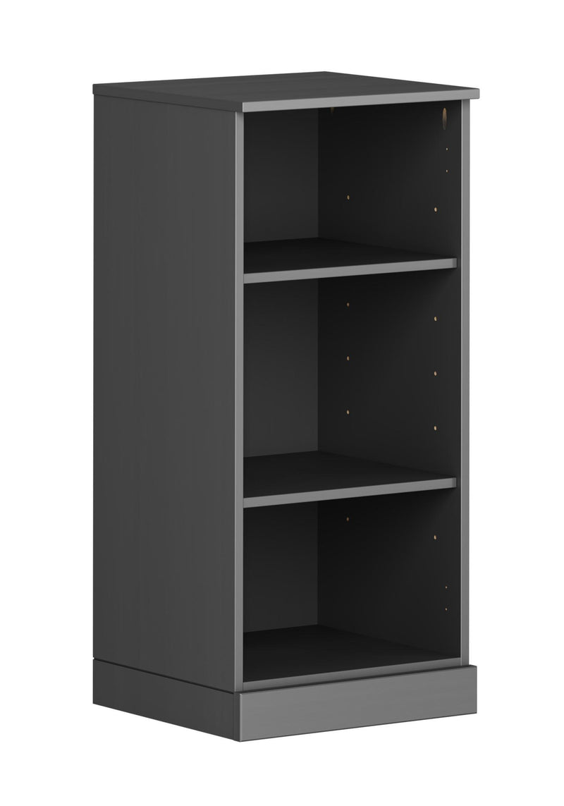 Solid Wood Adjustable Three Tier Library Bookcase - Gray