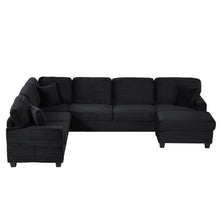 Load image into Gallery viewer, Upholstered U-Shaped Sectional Sofa With Movable Ottoman And Side Storage Pockets
