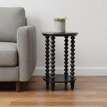 Load image into Gallery viewer, Solid Wood Pedestal End Table - Black
