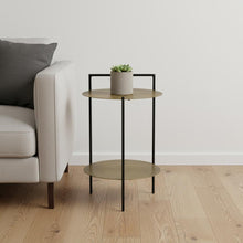 Load image into Gallery viewer, 22" Iron Round End Table With Shelf - Brass
