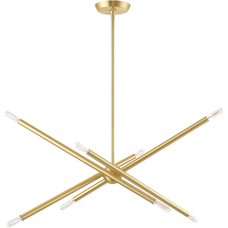24" Eight Light Dimmable Chandelier With Shades - Brass