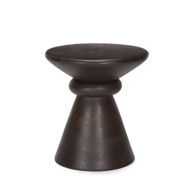 Solid Wood Round Pedestal End Table - Dark Brown