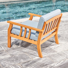 Load image into Gallery viewer, Kapalua Honey Nautical Curve Eucalyptus Wooden Outdoor Sofa Chair with Cushion
