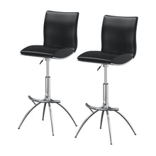 Load image into Gallery viewer, Contemporary Faux Leather And Metal Low Back Adjustable Height Bar Chairs (Set of 2) - Black

