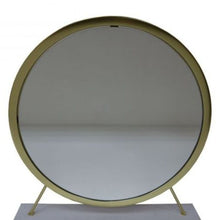 Load image into Gallery viewer, 19" Round Framed Metal Freestanding Mirror - Brass
