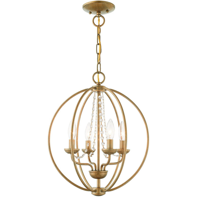 19'' Four Light Dimmable Chandelier With Shades - Gold