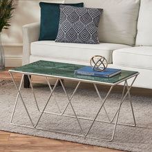 Load image into Gallery viewer, Modern Glam Marble Coffee Table With Gold Base - Green
