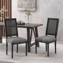 Load image into Gallery viewer, French Country Dining Chair With Rectangular Cane Backrest And Smooth Upholstered Seating
