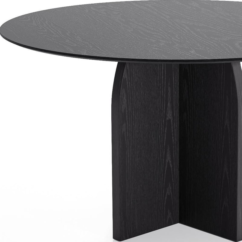 52" Solid Wood Pedestal Base Round Top Dining Table - Black