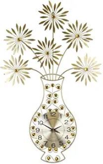 Silent Analog Novelty Wall Clock - Gold / Orange / Black