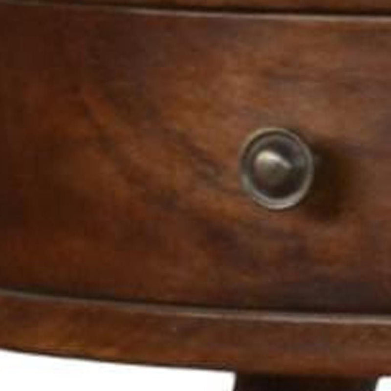 Solid Wood Round One Drawer Nightstand - Chestnut