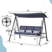 Load image into Gallery viewer, Steel 3 Seater Swing Porch Swing With Canopy - Blue

