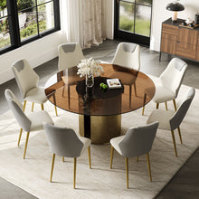 Load image into Gallery viewer, Modern Round Dining Table Set With Glass Top And Steel Legs
