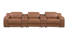 Load image into Gallery viewer, 129" Italian Leather Reclining USB Sofa - Chestnut
