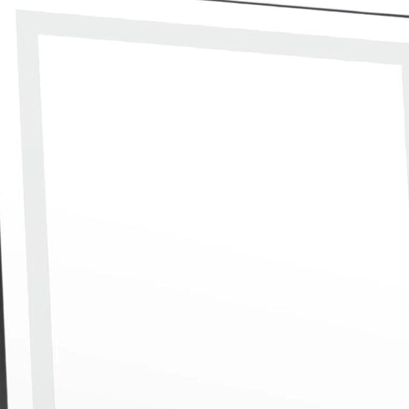 65" Aluminum Round Lighted Freestanding Framed Cheval Mirror - Black
